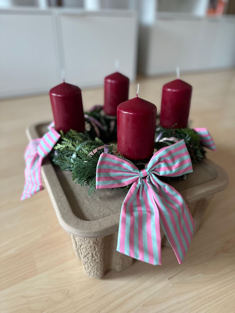 Adventskranz mit Schleifen #adventskranz #adventskra