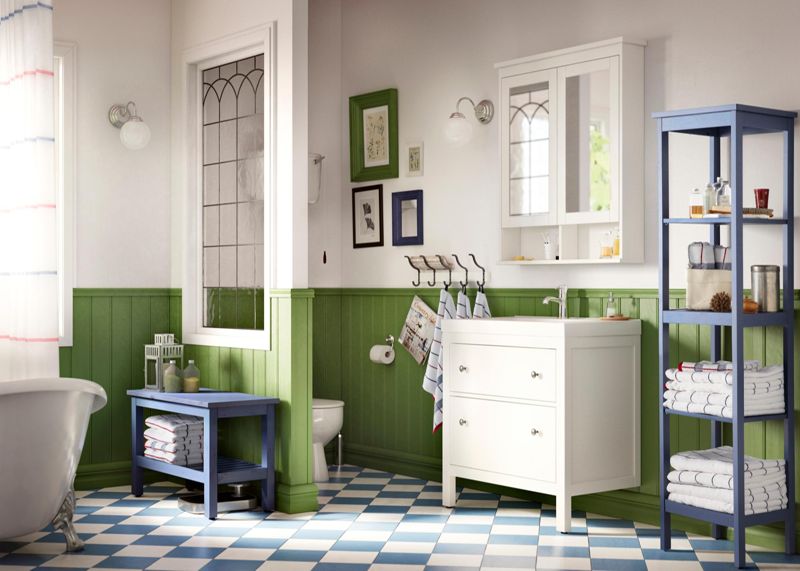 Grüne Wandverkleidung im Bad #ikea #landhausstil #fr