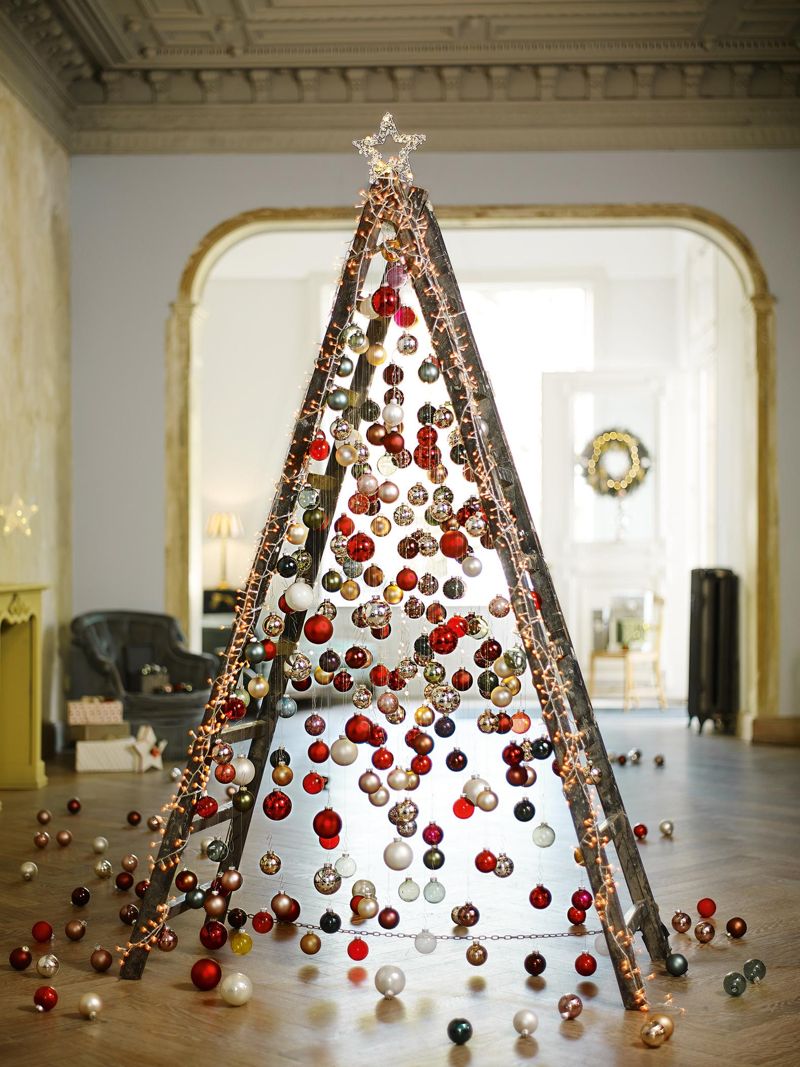 Leiter als Weihnachtsbaum #leiter #weihnachtsdeko ©D