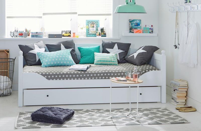 Jugendzimmer in Grau-Blau einrichten #schlafsofa #st